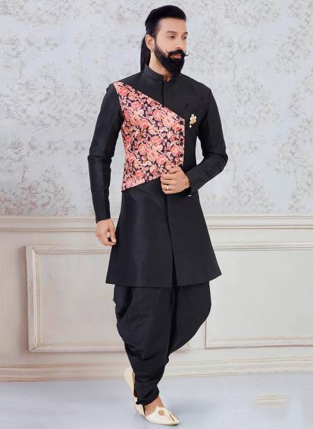Black Colour New Designer Festive Wear Fancy Indo Western Mens Latest Collection KS 1148
